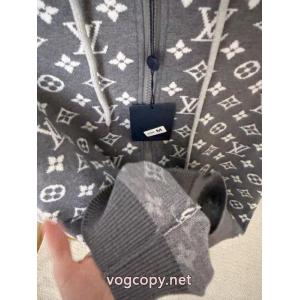 Louis Vuitton/LVルイヴィトンフルプリントジャカード連帽ニットコート