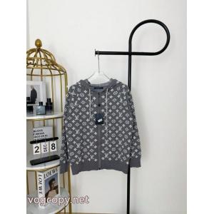 Louis Vuitton/LVルイヴィトンフルプリントジャカード連帽ニットコート