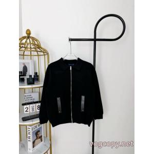 Louis Vuitton/LVルイヴィトン革ボタンジップニットコート