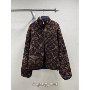 LOUIS VUITTONルイ26 ss新作Monogramチョコレート色ラムチュールリバーシブルジャケット