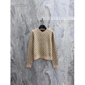 Vルイ・ヴィトン2026新秋冬シリーズMonogram臼毛アルファベット柄長袖セーター女性用高バージョン