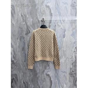 Vルイ・ヴィトン2026新秋冬シリーズMonogram臼毛アルファベット柄長袖セーター女性用高バージョン