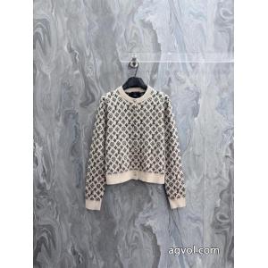Vルイ・ヴィトン2026新秋冬シリーズMonogram臼毛アルファベット柄長袖セーター女性用高バージョン