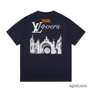 LVルイヴィトン高品質城アルファベット半袖Tシャツ男女同型