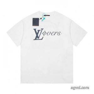LVルイヴィトン高品質城アルファベット半袖Tシャツ男女同型