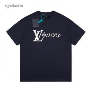 LVルイヴィトン高品質城アルファベット半袖Tシャツ男女同型