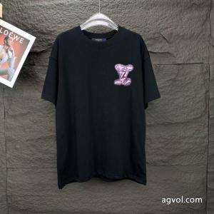 Louis vuittonルイヴィトン高品質ロゴ柄プリント金典半袖Tシャツ男女同型