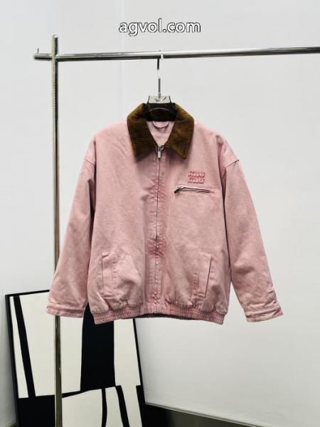 MiuMiuベルベット開襟デニムジッパー綿の服 2