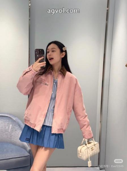 MiuMiuベルベット開襟デニムジッパー綿の服 3