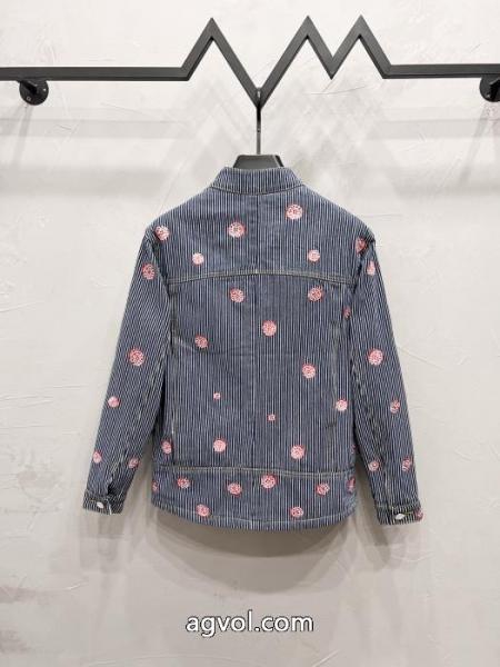 LOUIS VUITTONストライプ刺繍シングルバックルデニムジャケット 4