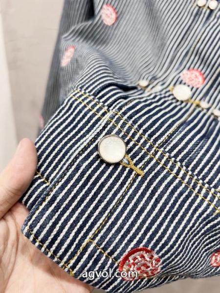 LOUIS VUITTONストライプ刺繍シングルバックルデニムジャケット 5