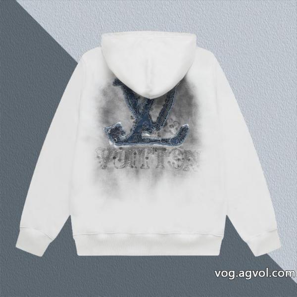 LV爆金定番重工業洗濯デニム刺繍LOGO衛衣男女上着カバーヘッド衛衣 0