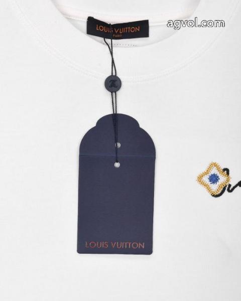 Louis Vuittonロバ家前後のフラワー重工刺繍アルファベットロゴ男女同型長袖Tシャツ 1