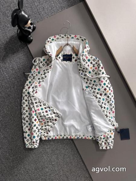 LVトップブルーのオールドフラワープリントジップメタルオリジナルジャケット 3