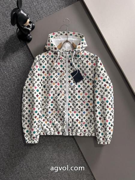 LVトップブルーのオールドフラワープリントジップメタルオリジナルジャケット 5