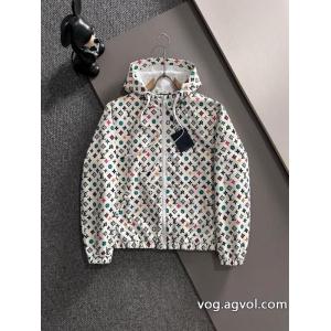 LVトップブルーのオールドフラワープリントジップメタルオリジナルジャケット