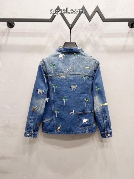 LOUIS VUITTONアニマル柄刺繍シングルバックル開襟ゆったりデニムコート 4