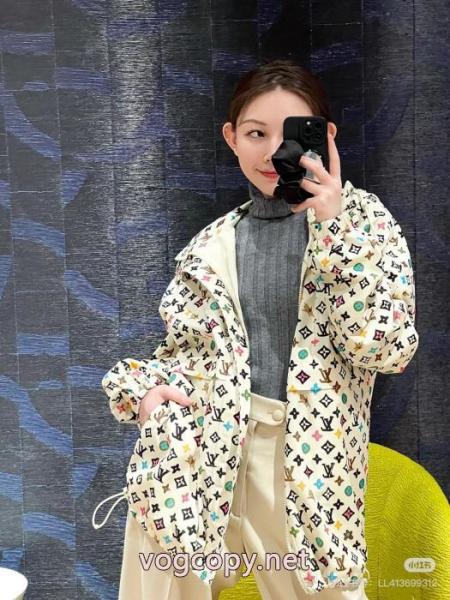 LOUIS VUITTON-lv連名老花彩色連帽突撃コート 5 