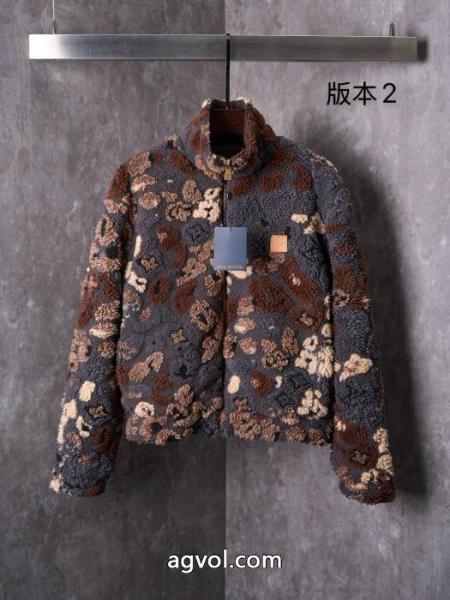 LV立体パイル彫刻リバーシブルウエストジャケットジャケットコート 4