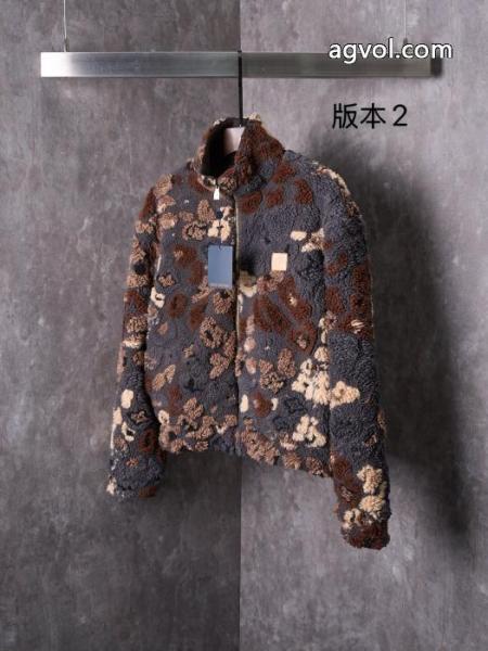 LV立体パイル彫刻リバーシブルウエストジャケットジャケットコート 6