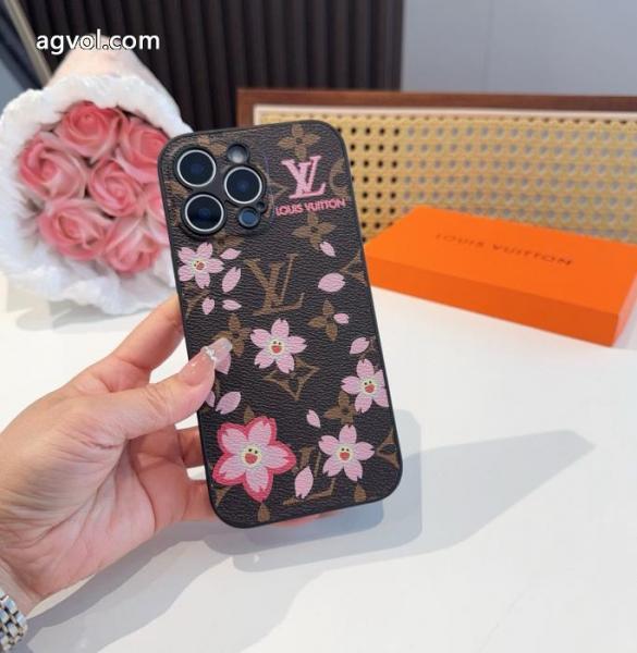 Lv精孔全包携帯ケース桜模様Lv全包縁革製携帯ケース 1