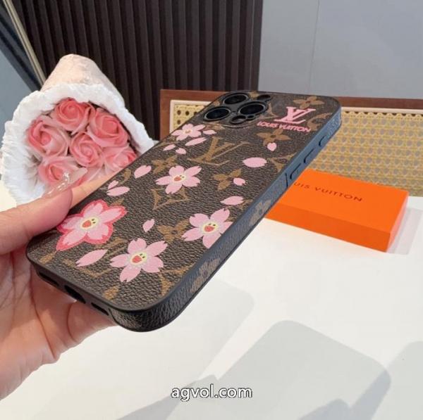 Lv精孔全包携帯ケース桜模様Lv全包縁革製携帯ケース 4