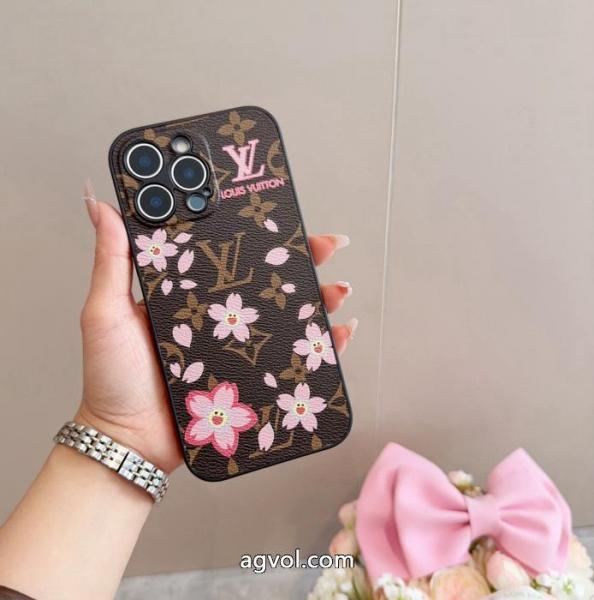 Lv精孔全包携帯ケース桜模様Lv全包縁革製携帯ケース 3