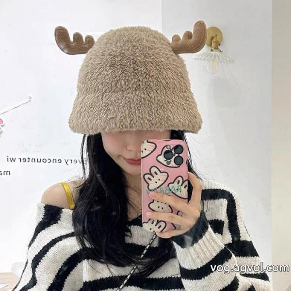 lv秋冬モデル鹿の角のかわいいモケット鉢帽漁師帽 0 