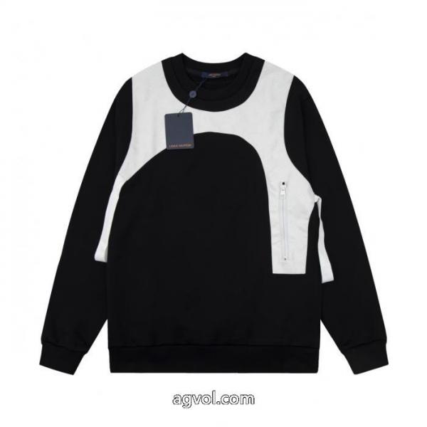 LOUIS VUITTON高品質クラシック革ベストパッチワークラウンドネックパーカー男女同型 5