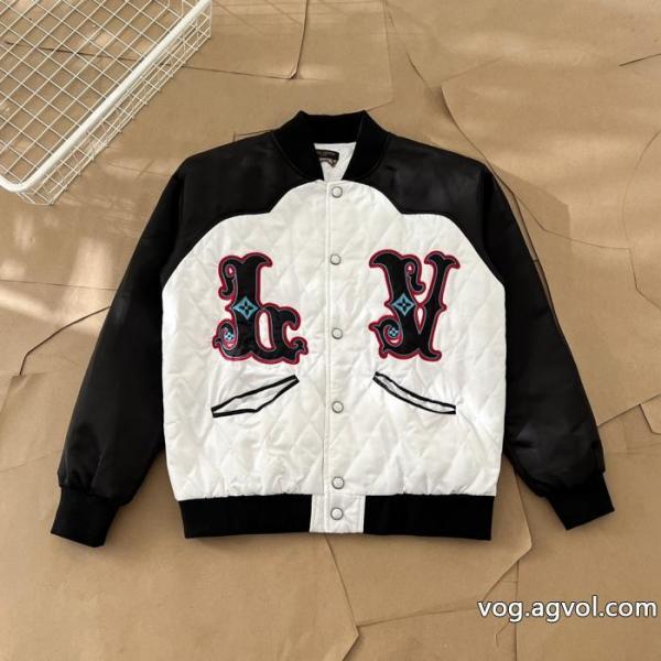 LOUIS VUITTONひし形布刺繍工芸衝突色野球服コート 0