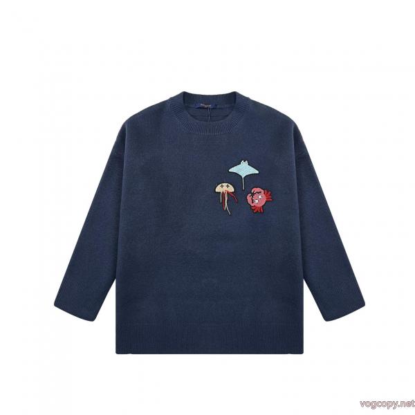 Louis Vuitton冬季限定海洋動物シート刺繍ラウンドネックセーター 0
