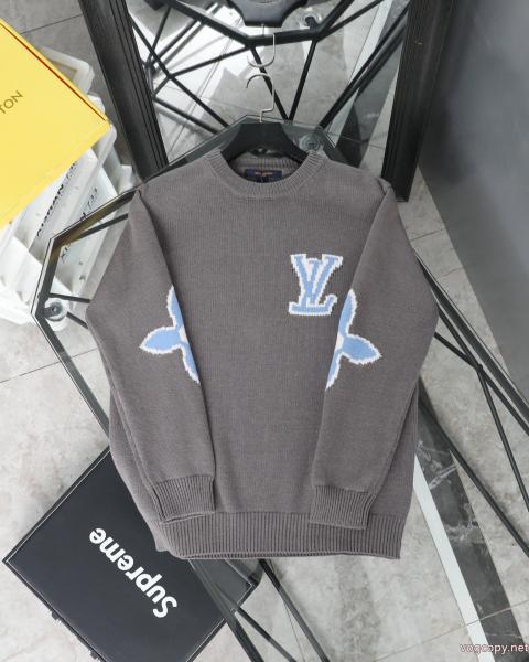 Louis Vuitton限定スキーシリーズクローバーカフスロゴジャカードカップルニットクルーネックセーター 0