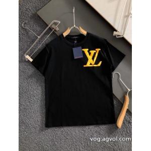 LOUIS VUITTON最新の純綿オフセット印刷黒ネジ半袖