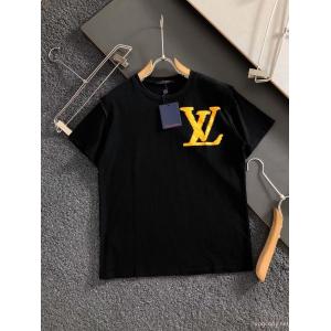 LOUIS VUITTON最新コットンオフセットブラックねじ付き半袖Tシャツ