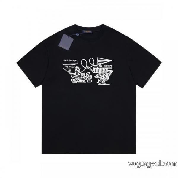 2026限定 男女兼用に人気 肌触りのいい ロゴ入り新作 コピー ブランド 通販LOUIS VUITTON半袖Tシャツ 0