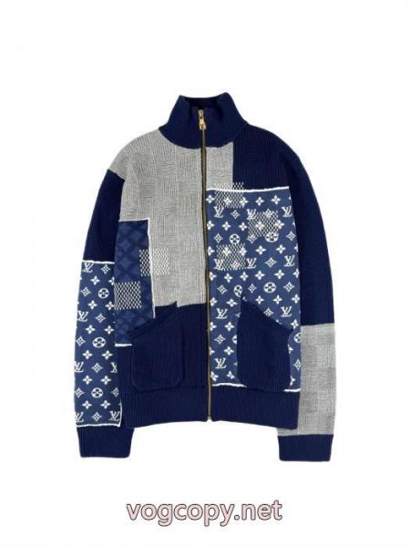 LOUIS VUITTON×Nigo連名ジョイントジッパーハイネック長袖ニットメンズブルー 1