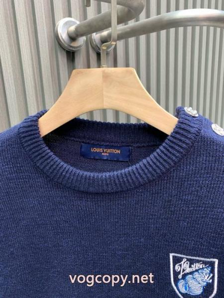 Louis Vuittonルイ・ヴィトン2026 SS新作サザエ刺繍ロゴフラワーボタンラウンドネック長袖セーター男女同型 3