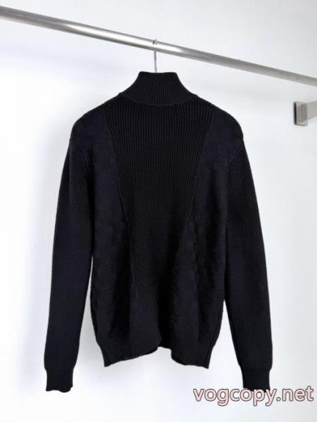 LOUIS VUITTONルイLVチェッカージャカード刺繍ロゴハーフジップニットセーター 3