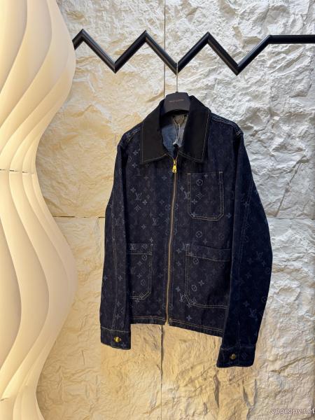LV 26 FW Monogramフルプリントデニムスタッズジャケット 0 