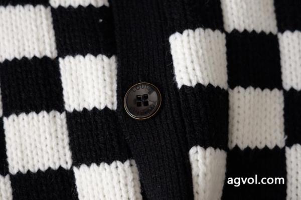 LOUIS VUITTONルイ・ヴィトン白黒チェッカーカラーフラワー刺繍ニットカーディガンコート 4