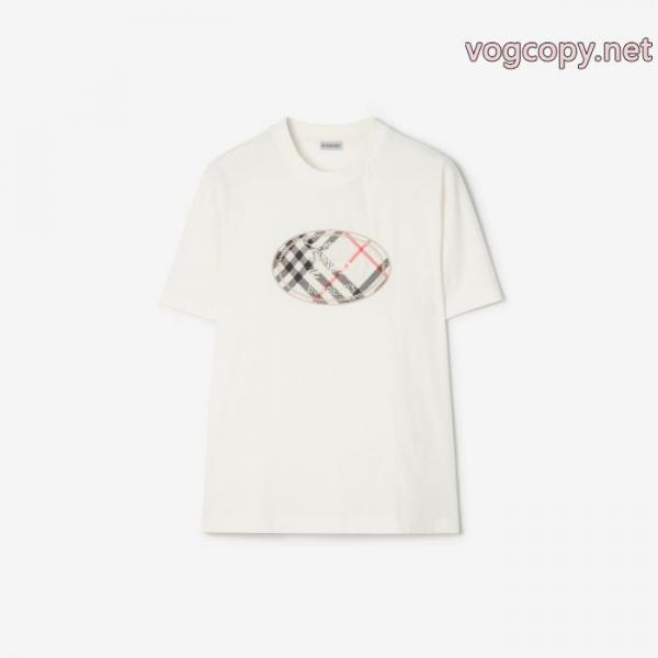 Burberryバーバリー2026高品質チェック柄騎士印刺繍半袖Tシャツ 5