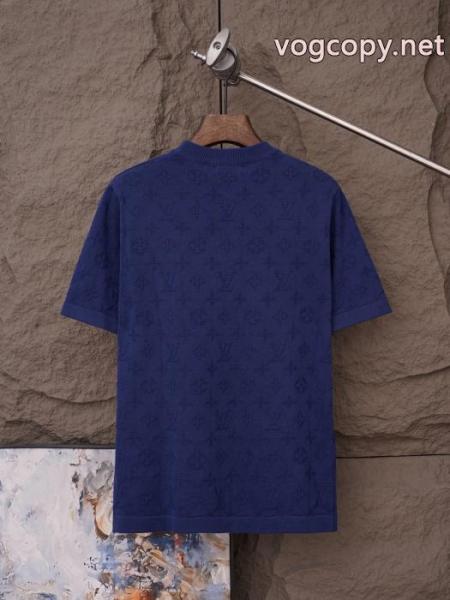 LOUIS VUITTONルイ・ヴィトン暗めのアルファベットジャカードニット半袖Tシャツ 2