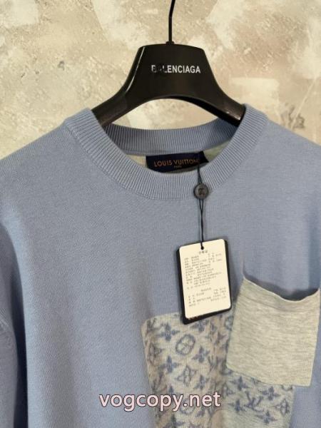 lvルイ26 ss重ポンド新型Monogramジャカードパッチワークポケットニット半袖Tシャツ 1