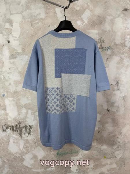 lvルイ26 ss重ポンド新型Monogramジャカードパッチワークポケットニット半袖Tシャツ 4