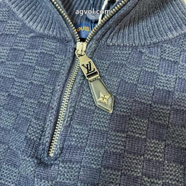 LOUIS VUITTONチェッカーボードハーフジッパーダーク柄長袖セーター 2