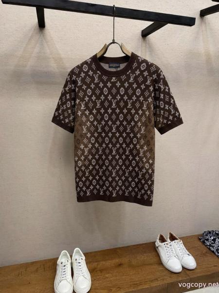 Louis Vuitton/ルイ・ヴィトンオールドフラワーアルファベット満印クルーネックニット半袖Tシャツ 0 