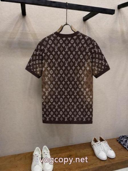 Louis Vuitton/ルイ・ヴィトンオールドフラワーアルファベット満印クルーネックニット半袖Tシャツ 5 