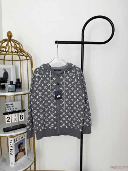 Louis Vuitton/LVルイヴィトンフルプリントジャカード連帽ニットコート 0