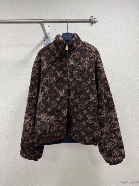 LOUIS VUITTONルイ26 ss新作Monogramチョコレート色ラムチュールリバーシブルジャケット 0 