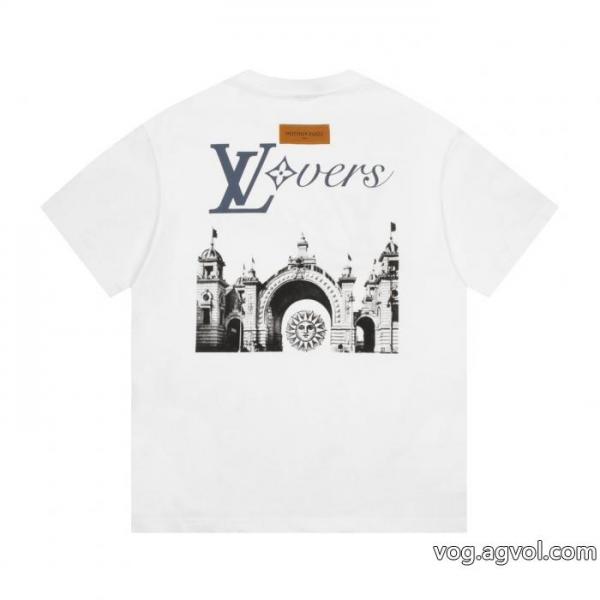 LVルイヴィトン高品質城アルファベット半袖Tシャツ男女同型 0 